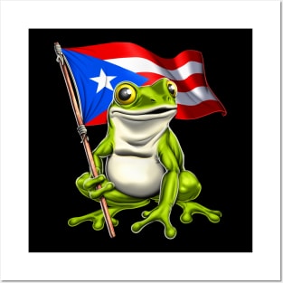 Coqui Frog Puerto Rico Flag Posters and Art